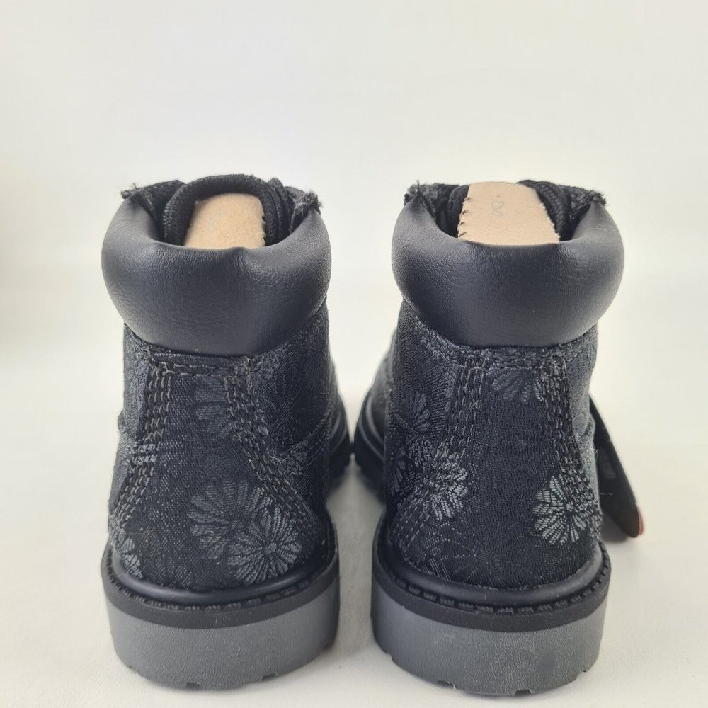 Timberland 6 IN Classic Toddler Boots Black Floral Leather - Picture 4 of 12